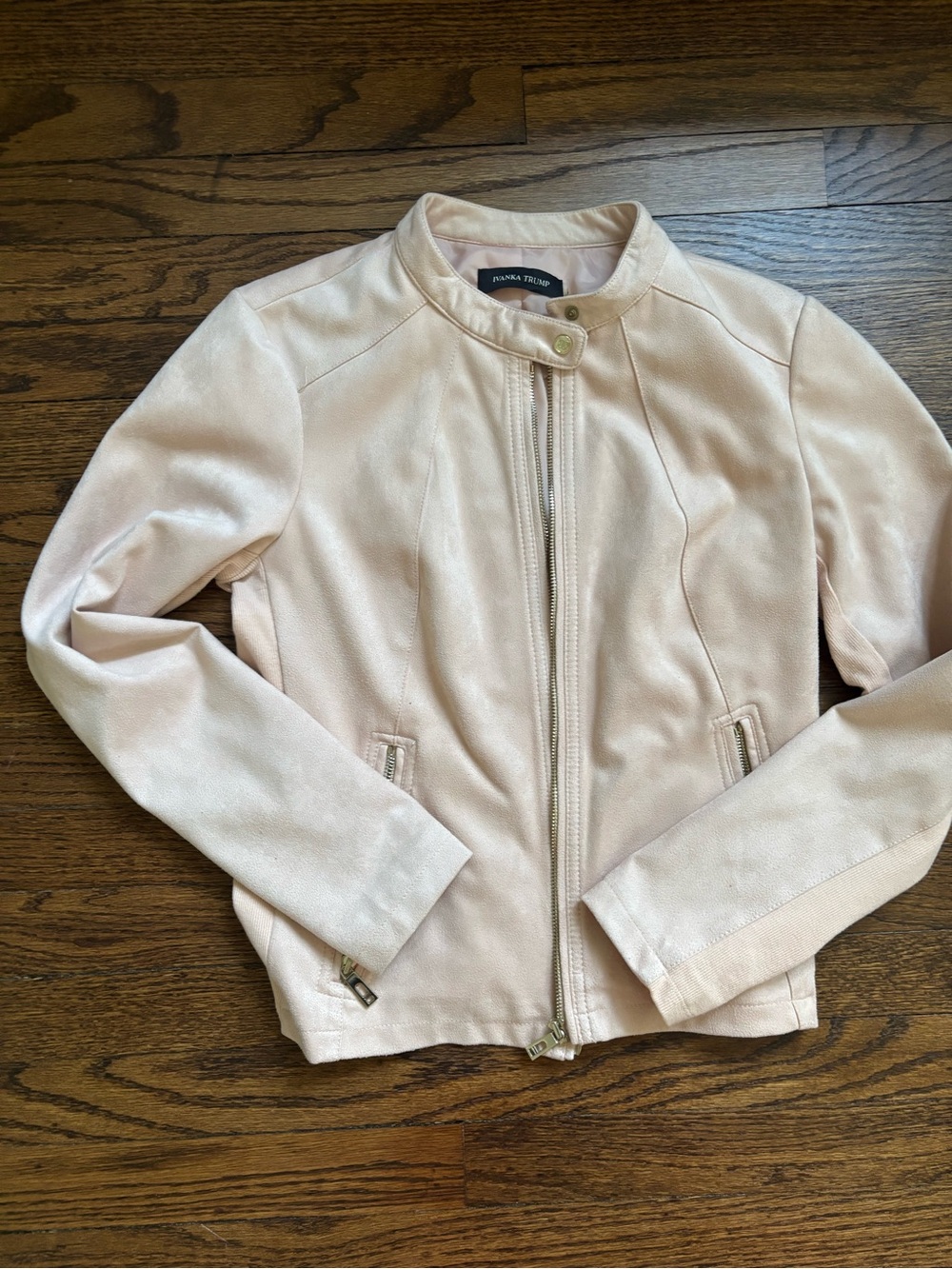 Ivanka Trump Blush Pink Suede Moto Jacket